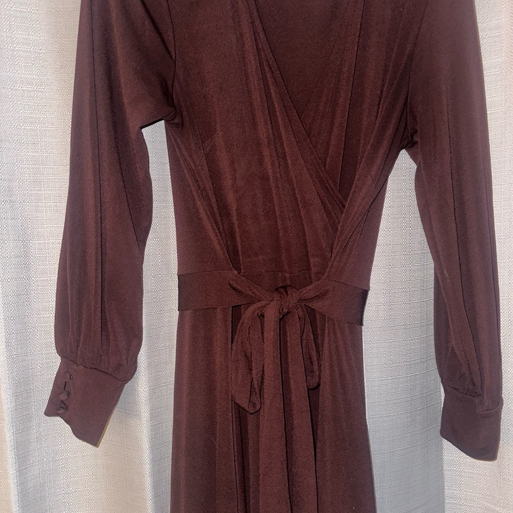Brown Wrap Dress - Picture 2 of 3